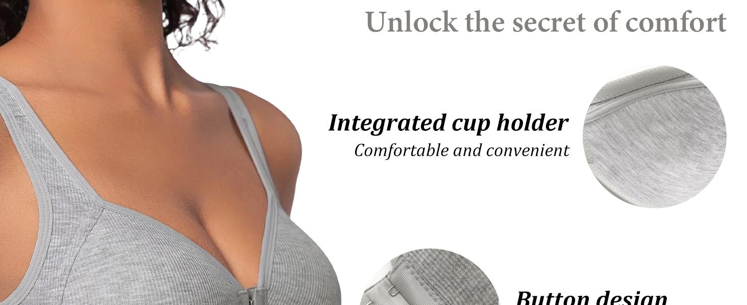 4 Pack Adjustable Easy-Hook Front Closure Push-Up Bra, Wire-Free Seamless with Side Support for Smoothing Lightweight Comfort in Spring & Summer SpringStatements