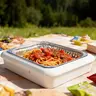2-In-1 Reusable Portable Lightweight Aluminum Foil Insulated Tray, Picnic Tray, Food Storage Box, Travel Friendly Containers, Free Aluminum Foil Tray, Outdoor Travel Essential