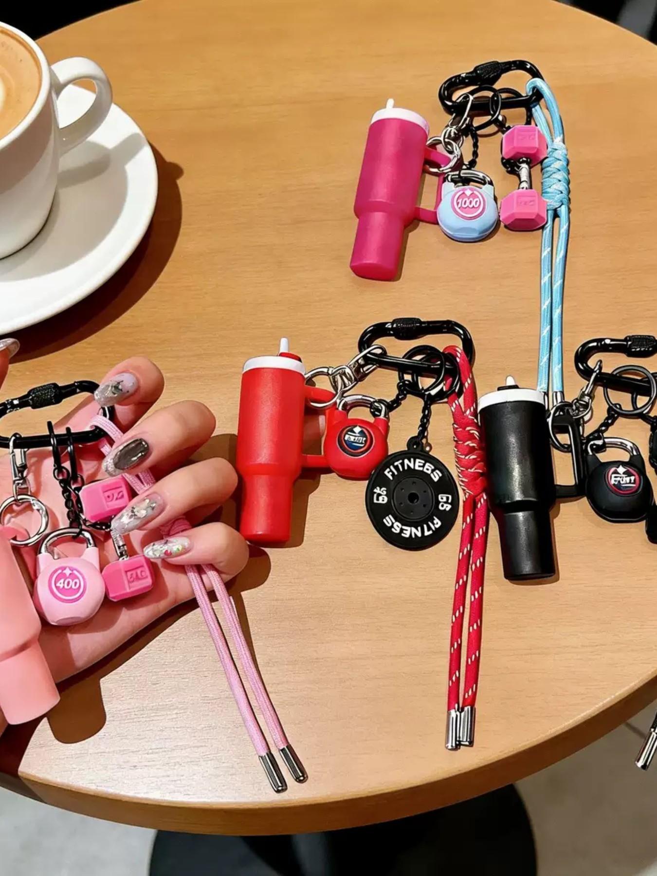 Creative Design Sports Water Bottle Series, Fitness Accessories, Fashion Keychain, Dumbbell Plate Weight Charm, Backpack Pendant, Perfect Gift for Men and Women