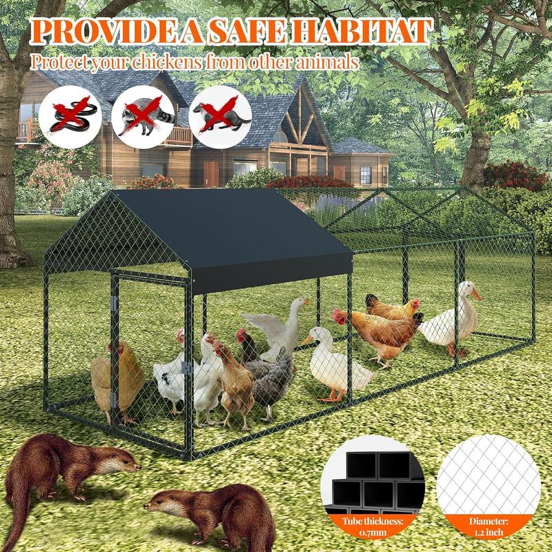 Large Metal Chicken Coop, Chicken Runs for Yard with Waterproof & Anti-UV Cover, Heavy Duty Hen House Poultry Cage for Outdoor Backyard Farm Use, 120x40x40 inch, Black Large Metal Chicken Coop, Chicken Runs for Yard with Waterproof & Anti-UV Cover, Heavy Duty Hen House Poultry Cage for Outdoor Backyard Farm Use, 120x40x40 inch, Black