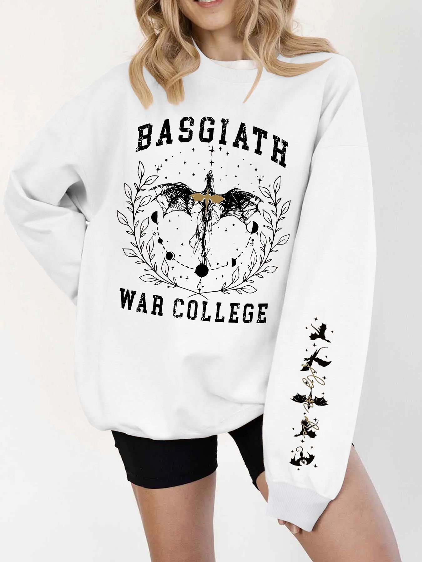 Fourth Wing Basgiath War College Long Sleeve Sweatshirt | Dragon Rider Graphic Pullover | Booktok Merch For Fantasy Lovers | Womenswear