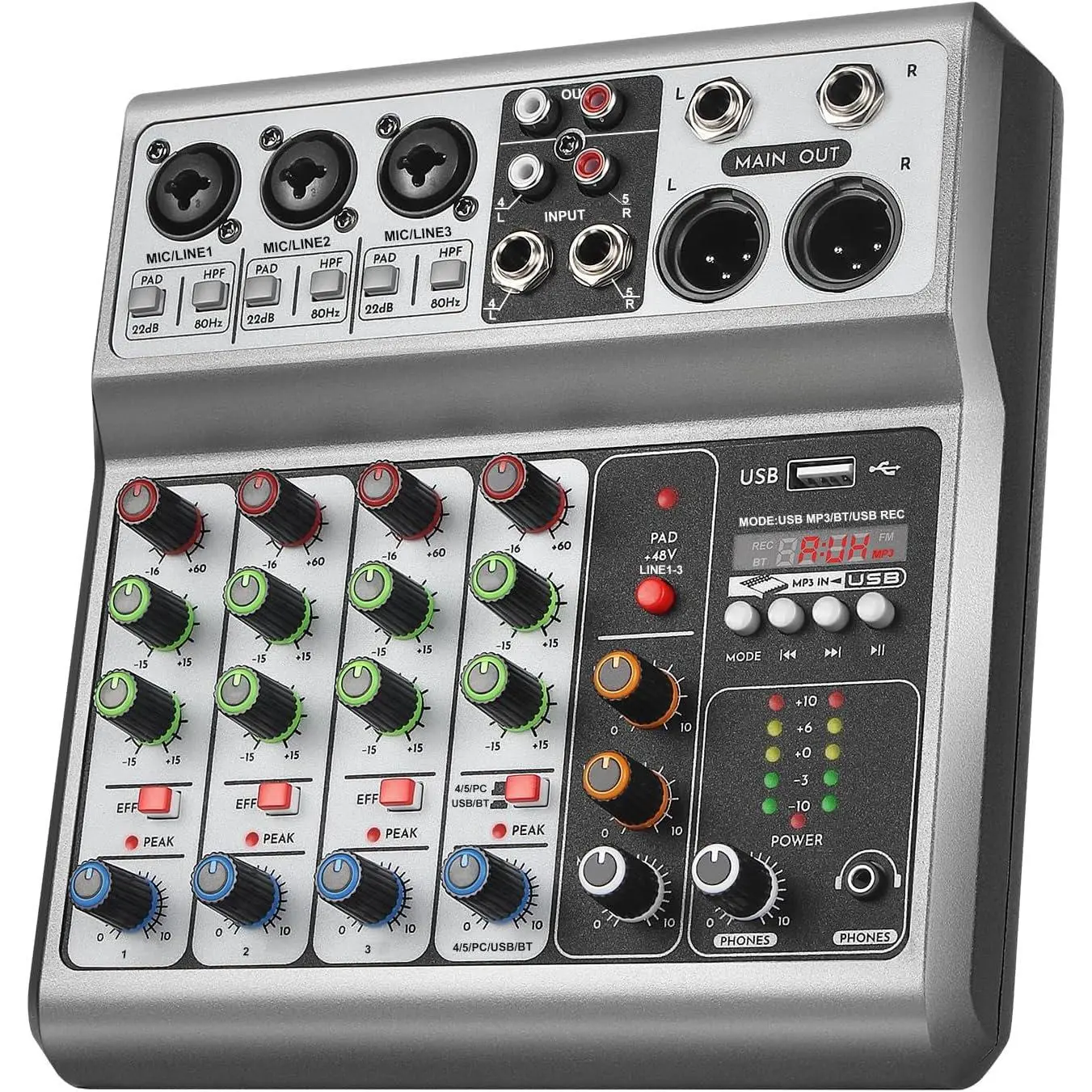 5  Audio Mixer, -in PC Recording Interface Sound Board