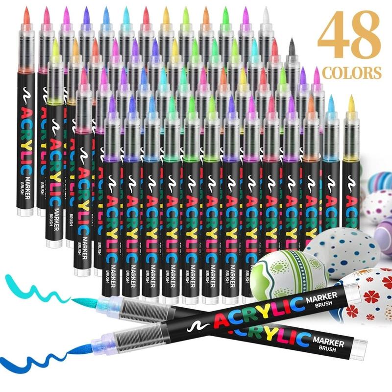 48/36 Color Watercolor Marker Set with Soft Tip, Liquid Acrylic Paint Markers for DIY Art and Graffiti, Water-Based Sketch Pens for Creative Painting, DIY Painting Supplies