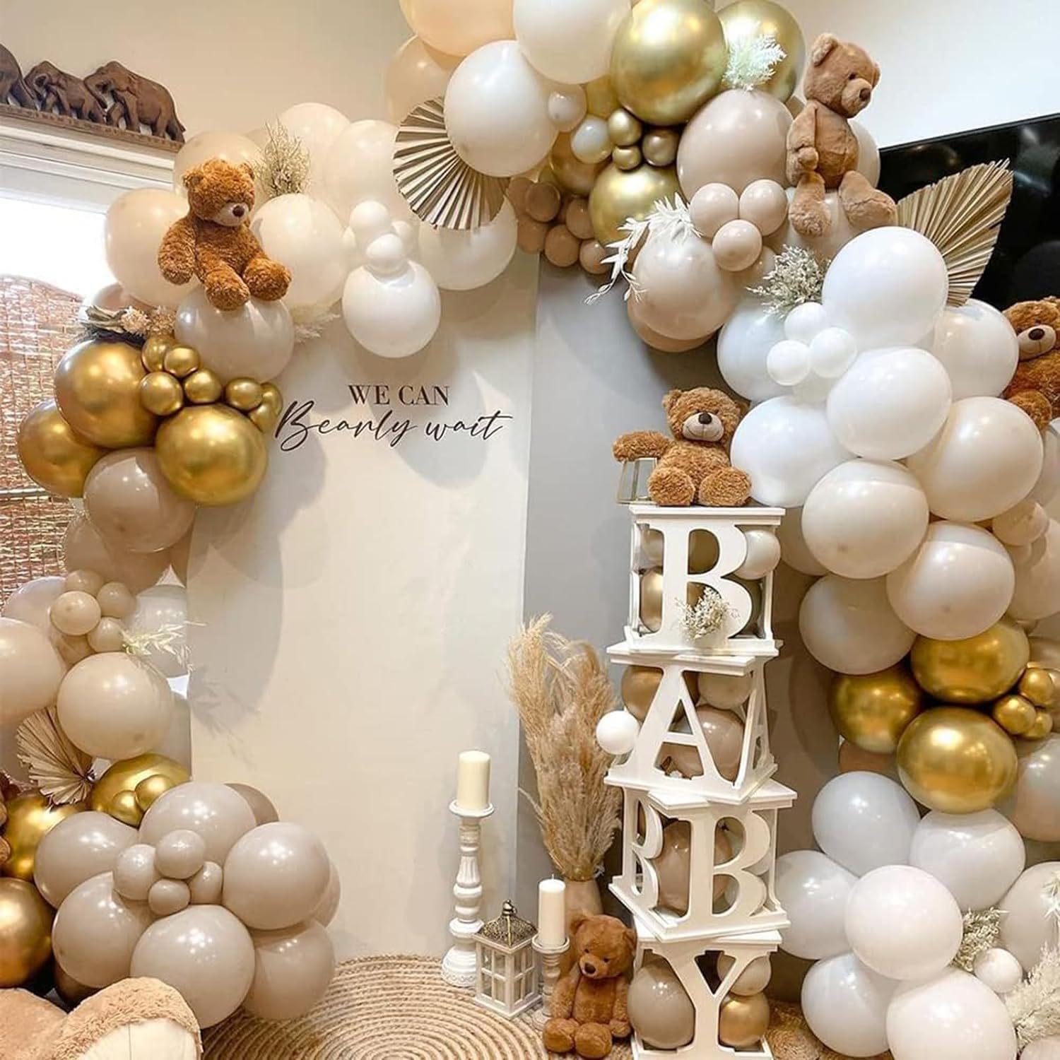 Boho Nude Beige Balloon Arch Kit - Neutral Bohemian DIY Easy Setup Garland Set for Wedding, Bridal Shower Photo Backdrop, Elegant Party Supplies