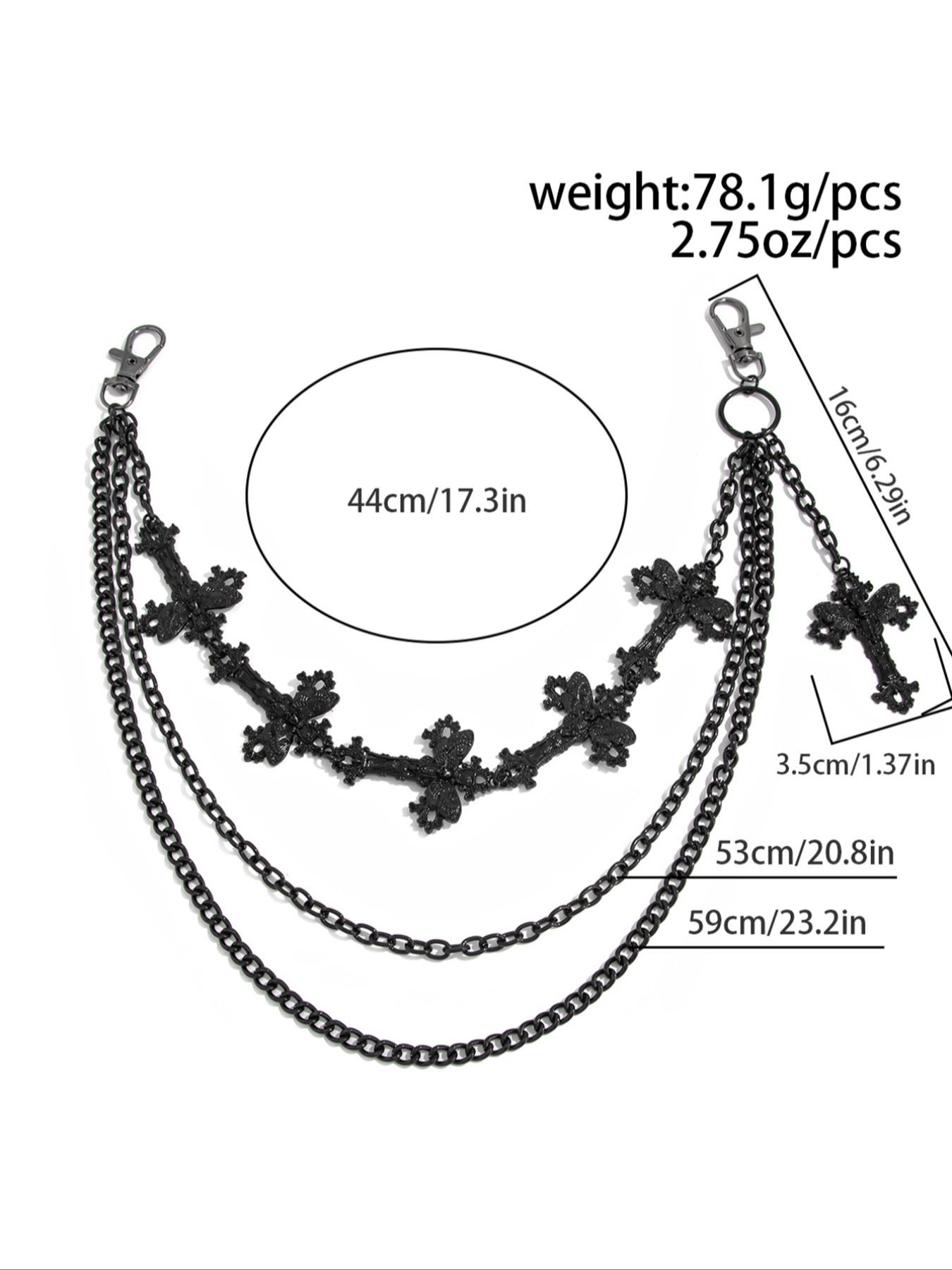 Men's Cross Charm Layered Chain Belt, Punk Style Jeans Chain, Fashion Belt for Party, Daily Clothing Decor, Trendy All-match & Exquisite Belt for Birthday Gift, Belts Men