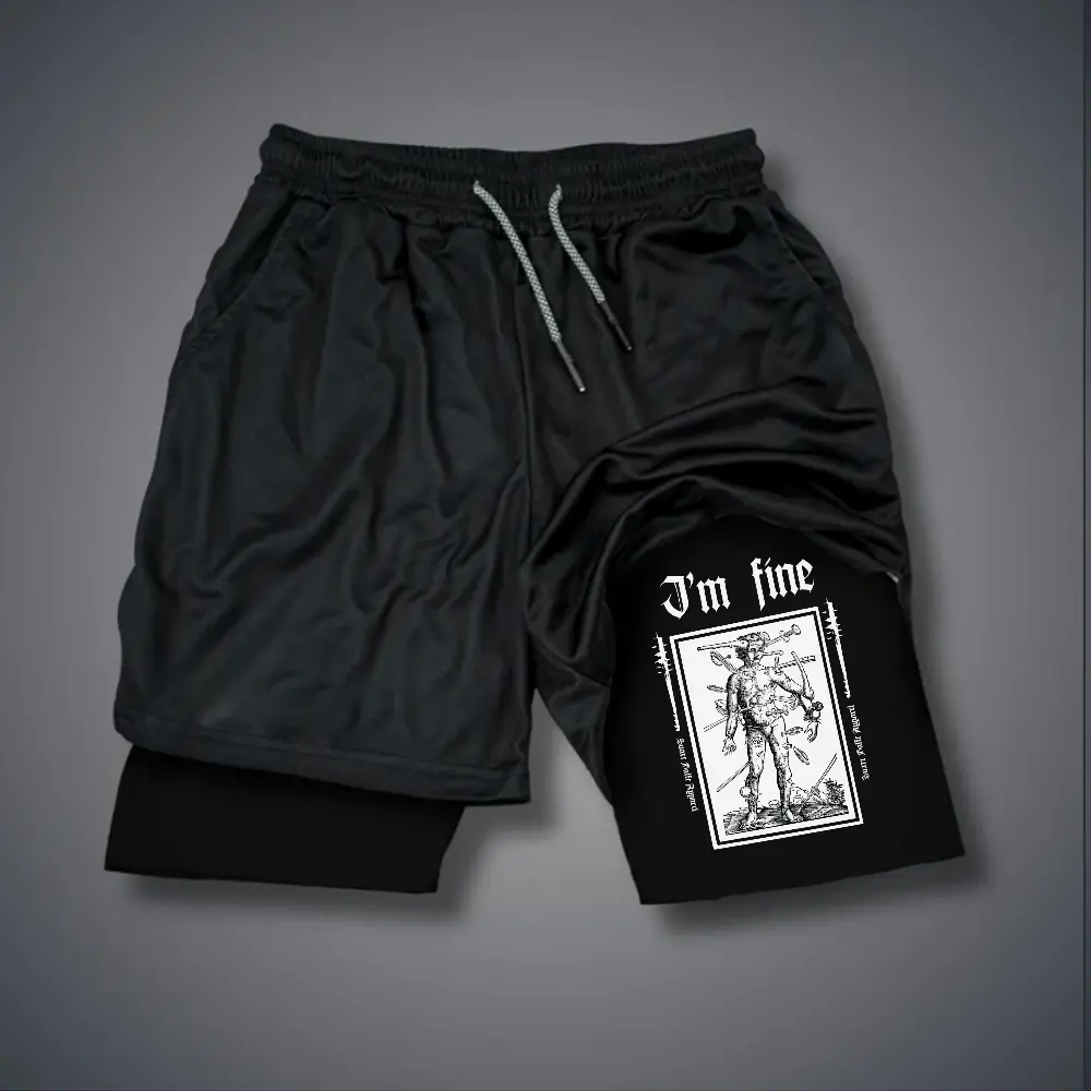80s 90s Double-Layer Sports Shorts Graphic Shorts Black Camo Streetwear Shorts Men Outfits Men Vacation Outfits Shorts