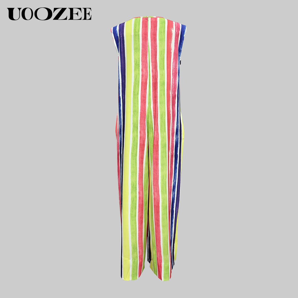 UOOZEE Women's Solid Color, Multicolor Sleeveless Wide Leg Jumpsuit with Pockets - Casual Loose Fit Overall Cotton Blend Minimalist Style Springtok Womenswear