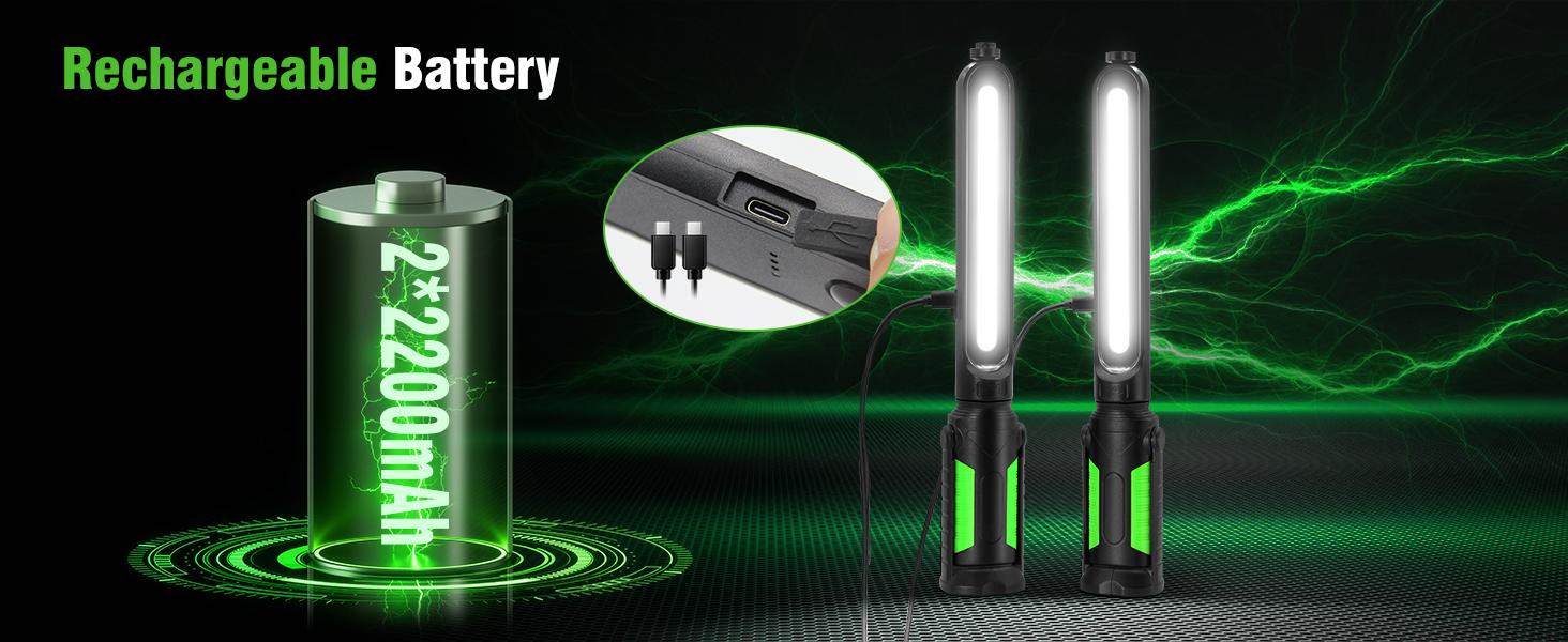 SYLSTAR Work Light for Mechanic, 2400LM Bright LED Work Light, 4400mAh Rechargeable Underhood Work Light Bar with Hooks, Magnetic Mechanic Light for Car Repairing/Inspection/Garage/Workshop/Emergency