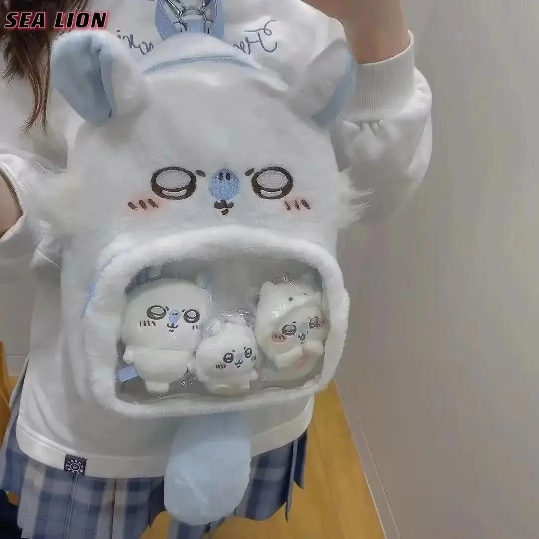モモンガ Plush Backpack Kawaii Cartoon Anime DIY Badge Accessories Children's Gift Storage Bag