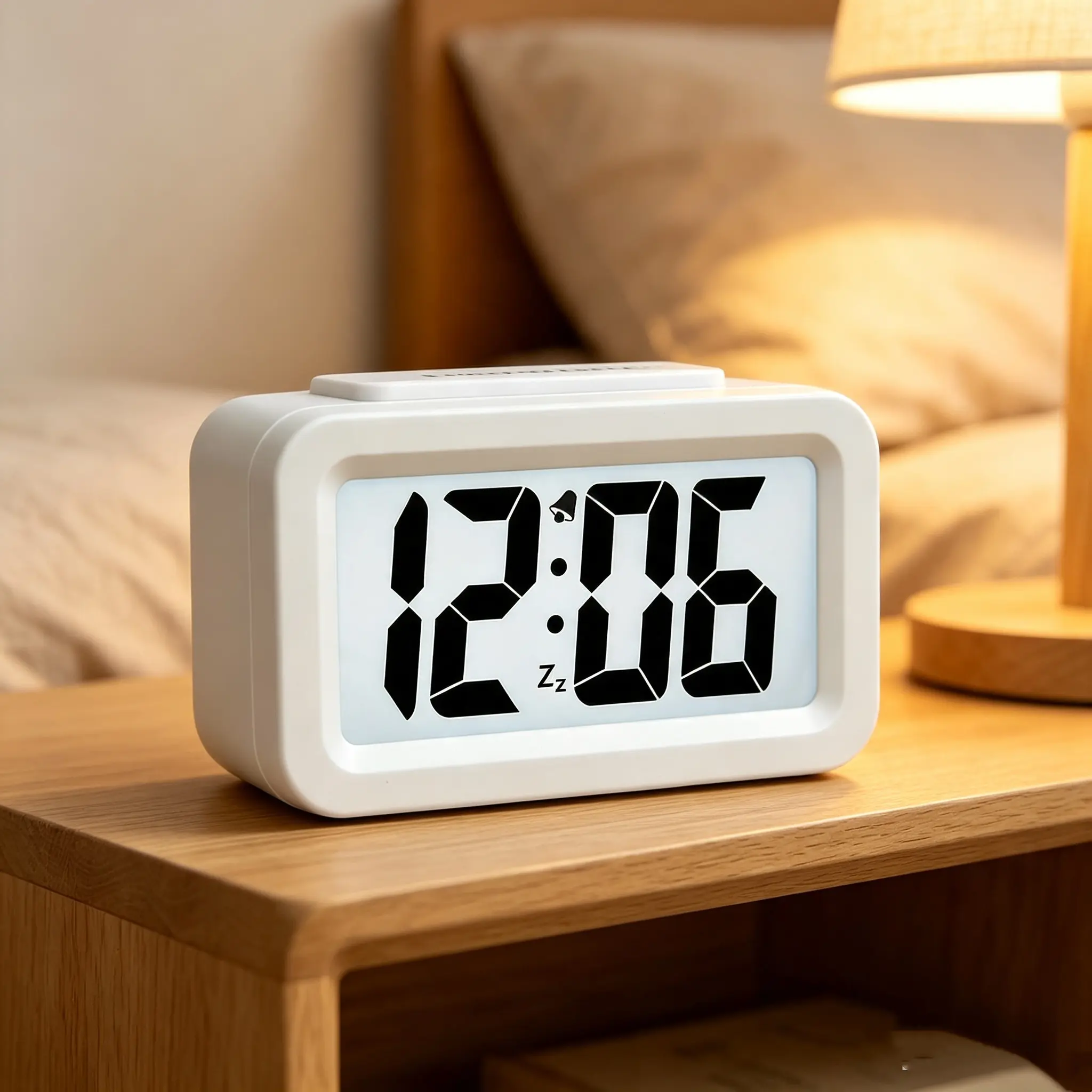 Smart Alarm Clock with Night Light, Bedside Electronic Clock, Silent Non‑Ticking Desk Clock, Adjustable Brightness, Battery‑Operated, for Bedroom Nightstand, Kids Room, Living Room | summerwins