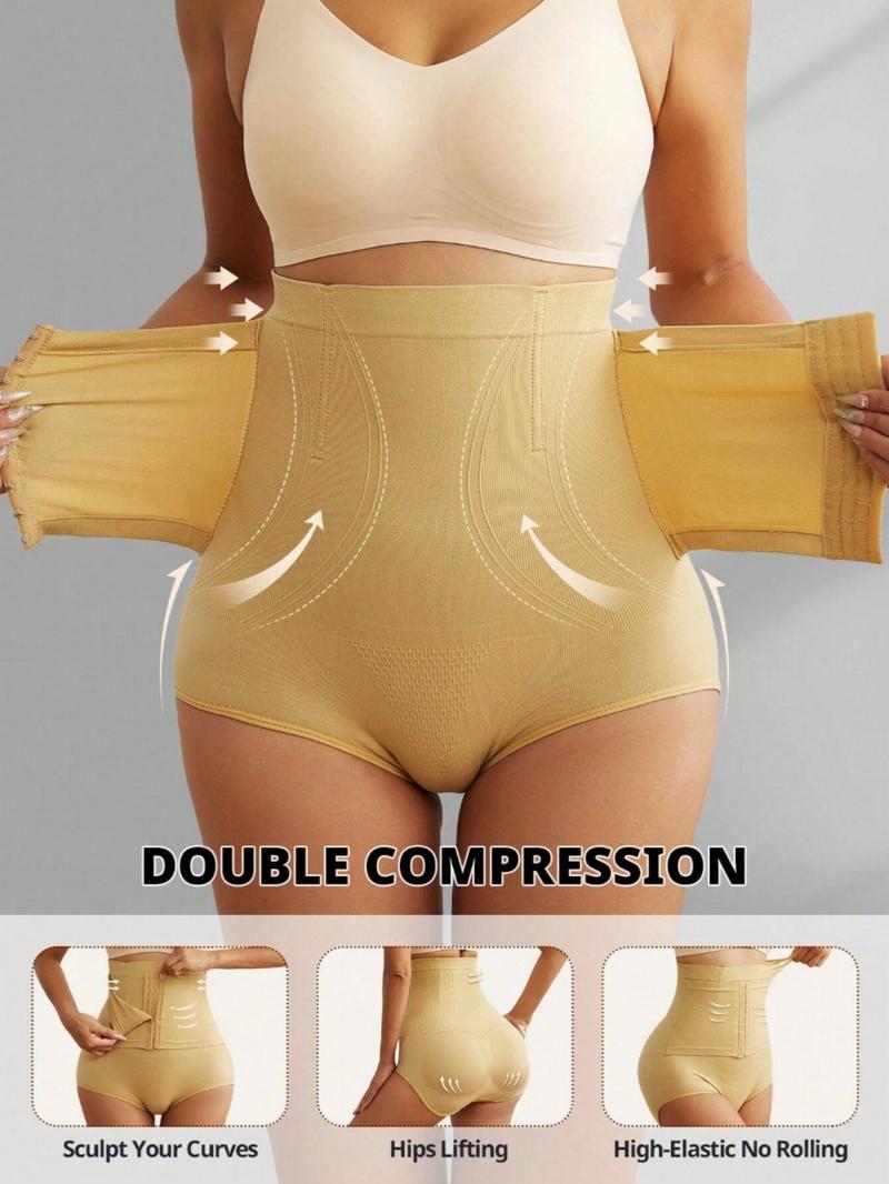 Women's High Waist Dual Compression Shapewear Shorts With Hooks, Tummy Control Butt Lifting Shaper, Adjustable Body Shapewear,Women's Shapewear Bottoms for Daily Wear,Womenswear, Tummy Tuck Garment, Highwaist Girdle Everyday，Suitable For Daily Wear