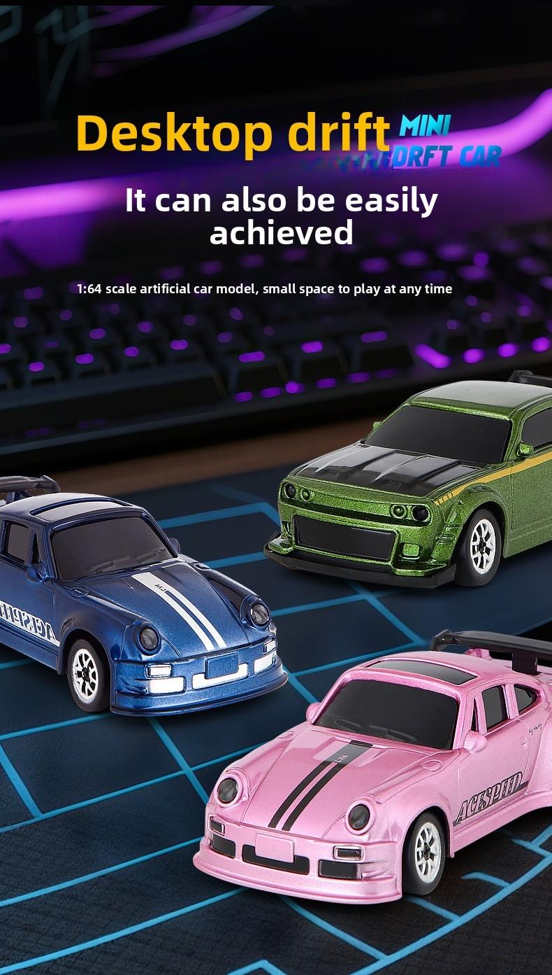 1:64 Mini RC Remote Control Car, Full Proportion Four-Wheel Drift, 2.4g Micro Pocket Race Car, Desktop Model Toy Gift for Boys