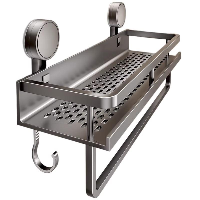 Multifunctional Rust-Resistant Shower Rack with Towel Hook, Space Saving Bathroom Organizer, Bathroom Organizing Accessories, No Drilling Installation Required