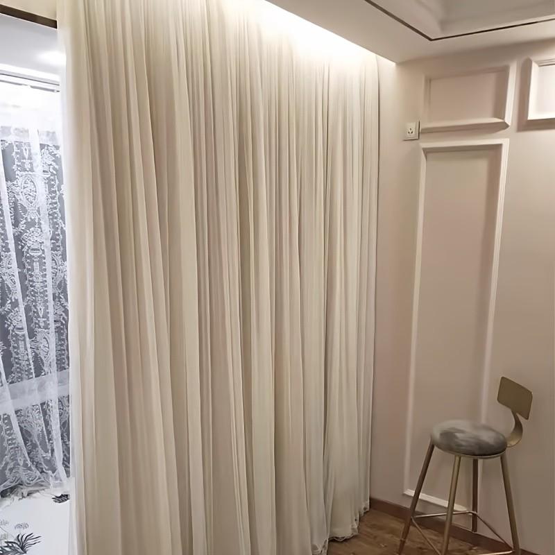 French Romantic Two-Layer Cloth Light-Blocking Finished Home Decoration Curtain, Fashionable Hole Drapery for Living Room, Stylish and Trendy Window Covering