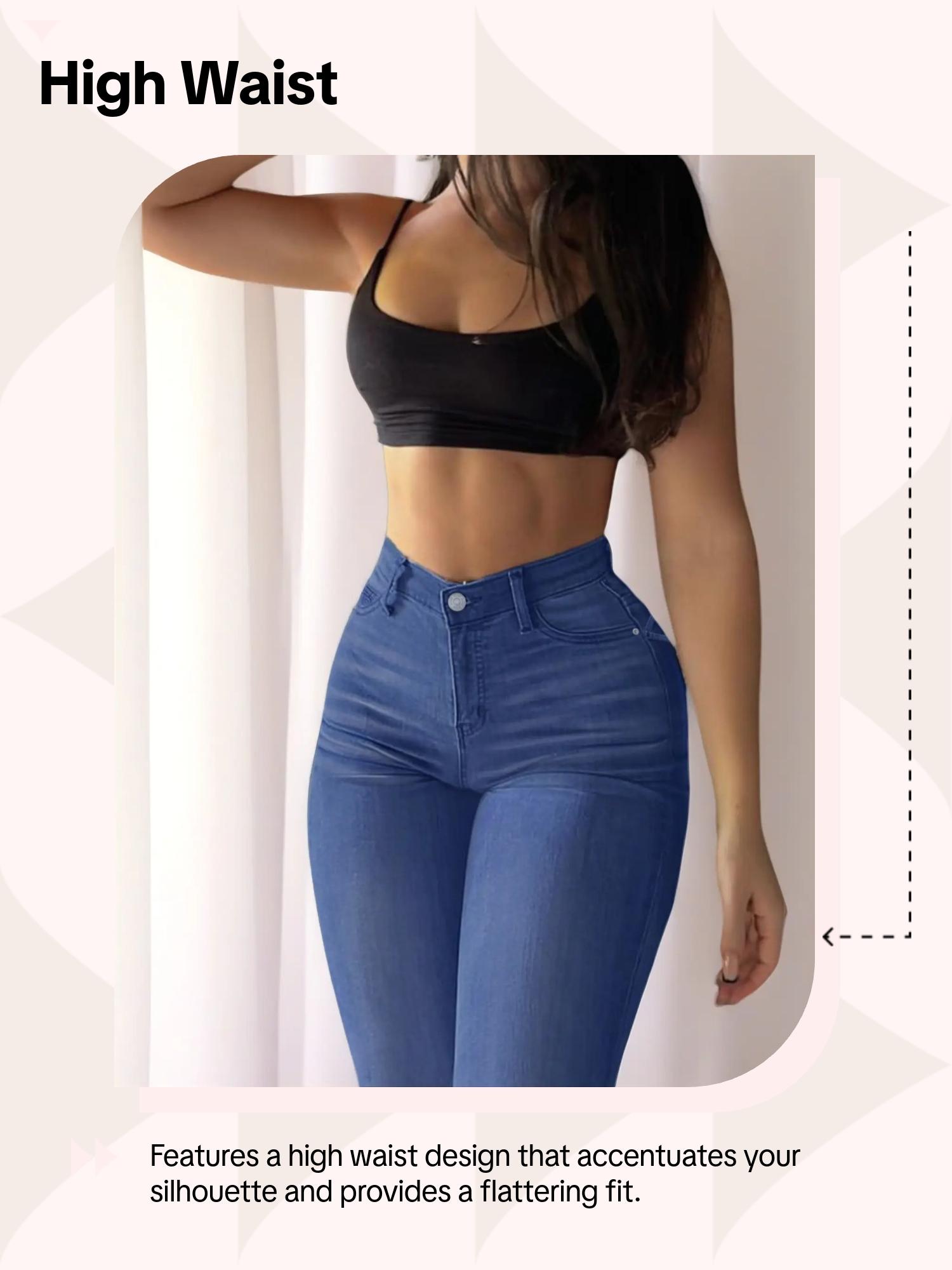 GILIPUR Y2K Women's solid color button-down High Waist skinny jeans Elastic Comfortable Washed Denim Jeans, Trendy Fashion Multi-Color New Arrival Long Trousers T-Chic