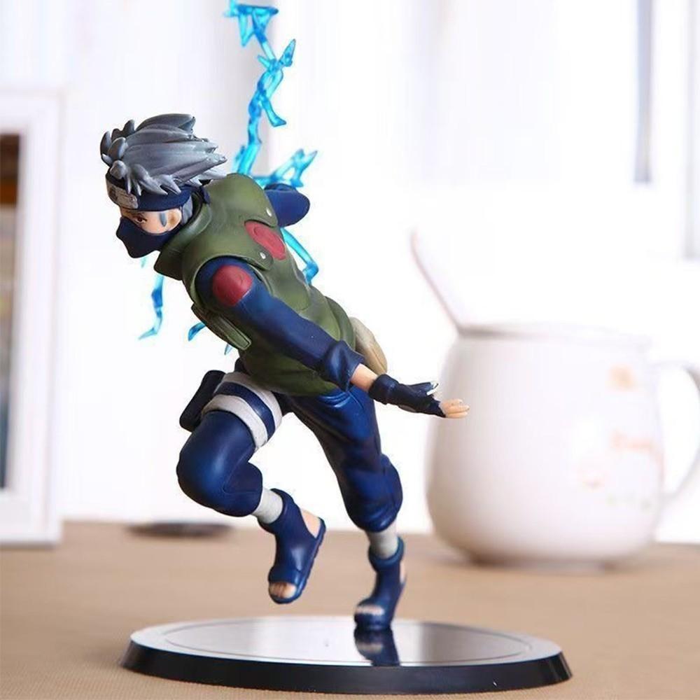 One Piece Naruto Kakashi Hatake Figure, Raikiri Lightning Effect Battle Form，Kakashi Collectible Statue, Copy Ninja Pose with Transparent Chidori Effects，Naruto Collectible for Fans & Display