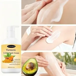 Turmeric Three-In-One Body Cream, Natural Turmeric Ingredients, Soothes Skin, Moisturizes, Suitable for All over Body, 250ML, Dry Rough Skin Care