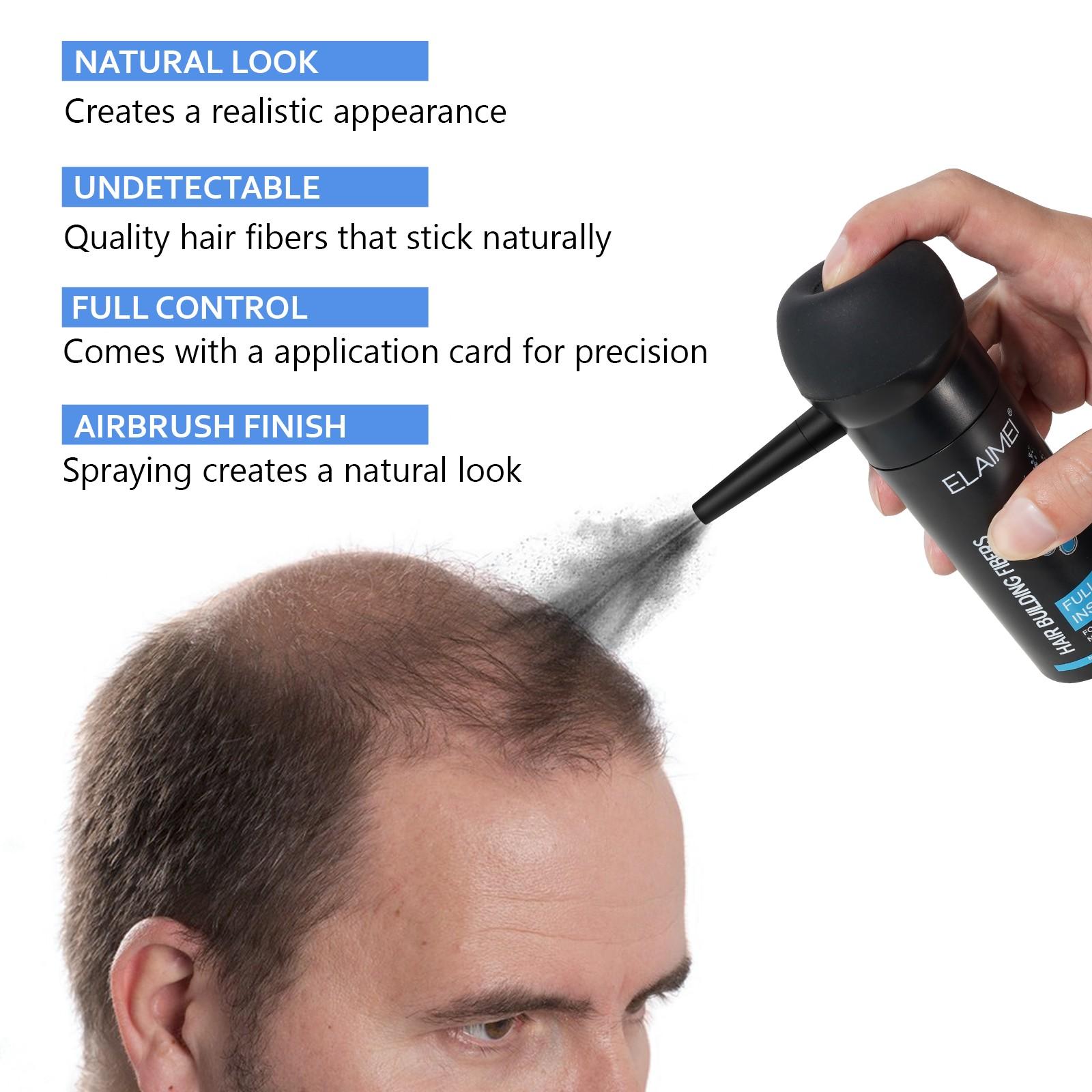 Elaimei Hair Thickening Fiber Kit, Natural Invisible Hairline Filler Spray, Unisex Dense Hair Solution, Fill Gaps and Frame Forehead