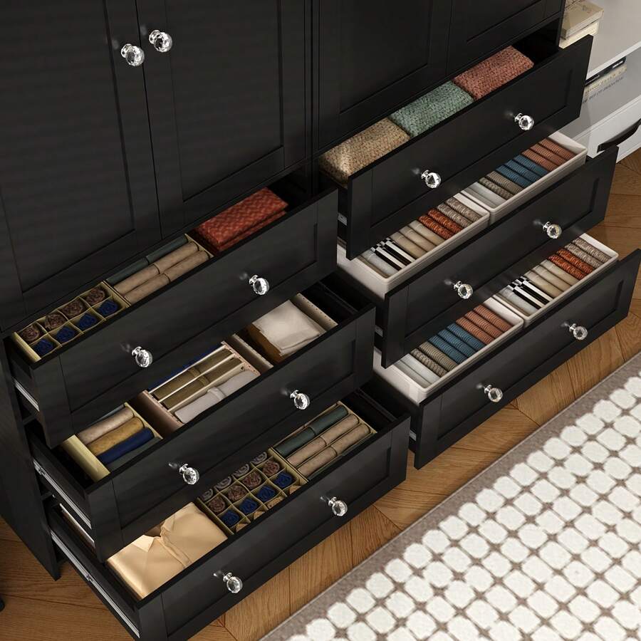 71" Large Wardrobe Closet With Mirror, Freestanding Bedroom Armoire With 3/6 Large Drawers & 2/4 Doors, Clothes Storage Organizer Cabinet For Bedroom
