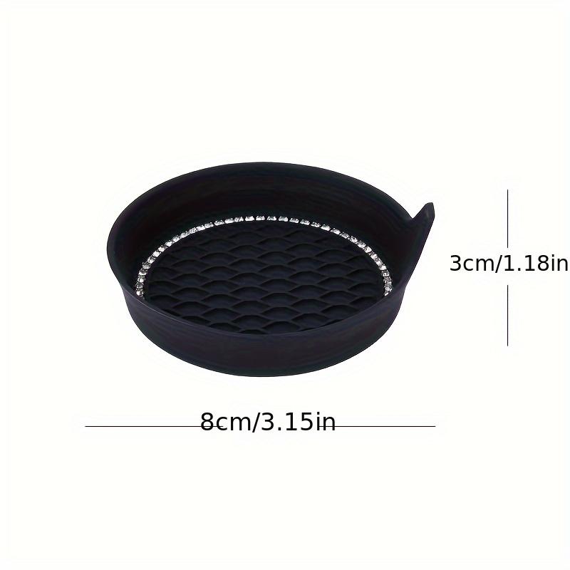 2 Counts Non-Slip Water Cup Pads, Car Coasters with Rhinestone Bling Decoration, Anti-Skid 8 cm Rubber Cup Mat, Car Interior Accessory