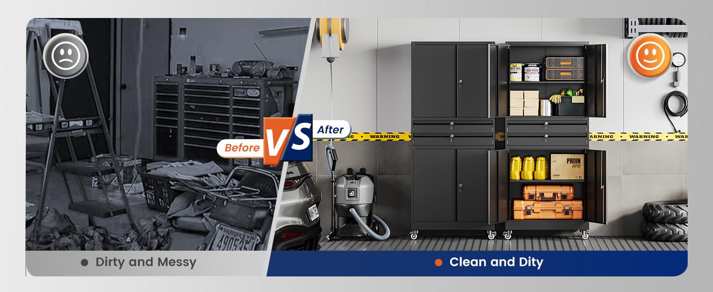 Yizosh Metal Garage Storage Cabinet with Locking Doors and Adjustable Shelves, 71" Tool Storage Cabinet with 2 Drawer for Garage,Warehouse Yizosh Metal Garage Storage Cabinet with Locking Doors and Adjustable Shelves, 71" Tool Storage Cabinet with 2 Drawer for Garage,Warehouse