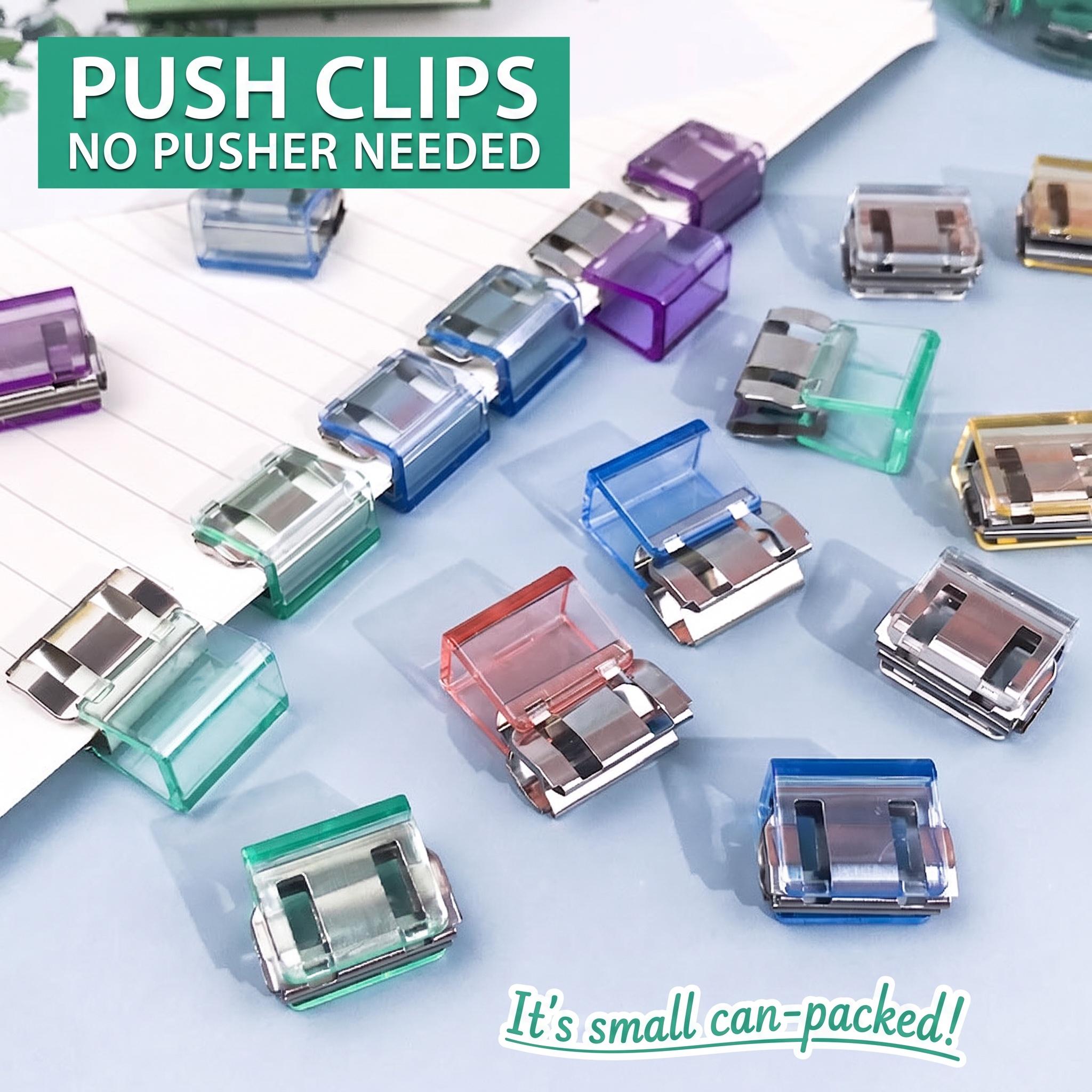 Push Paper Clips & Binder Clips, 40 Pack Medium Reusable Heavy Duty Clamps, No Damage No Marks, 50 Sheet Capacity for Office, School, Home Organization-YY2