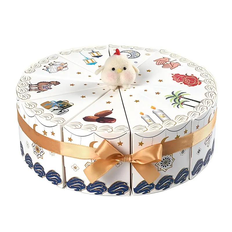 Triangular Cake-Shaped Birthday Party Gift Box  Creative Gift Box Cute White Middle Eastern Candy Box 10/Piece Pack Beautiful Gift Box