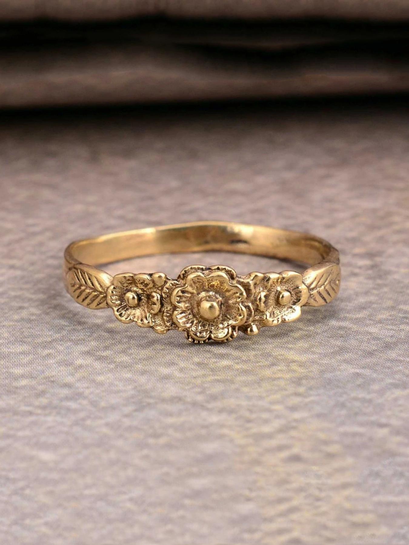 Dainty Vintage Boho  Flower Leaf Ring for Women Elegant Ring Unique Golden Band Ring Birthday Party Jewelry Mother's Day Anniversary Christmas Gifts Boho Style Rings