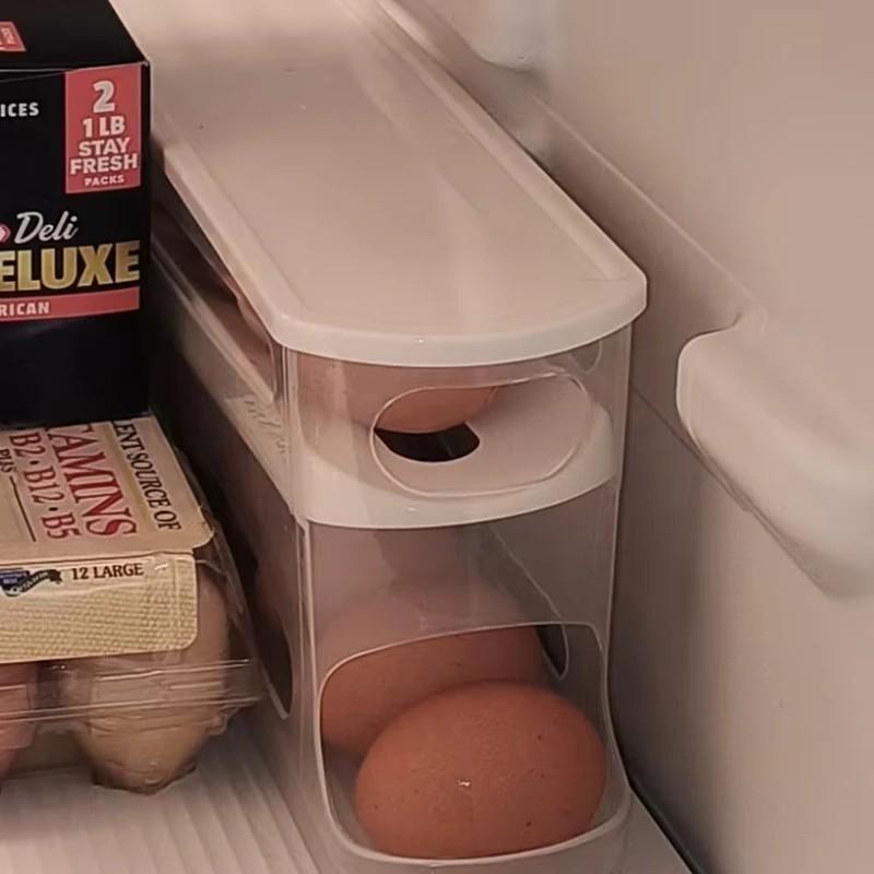 Space-Saving Dual-Layer Transparent Egg Storage Box with Lid, Food-Grade Plastic, Refrigerator Organizer, Ideal for Fridge Side Door and Kitchen Countertop