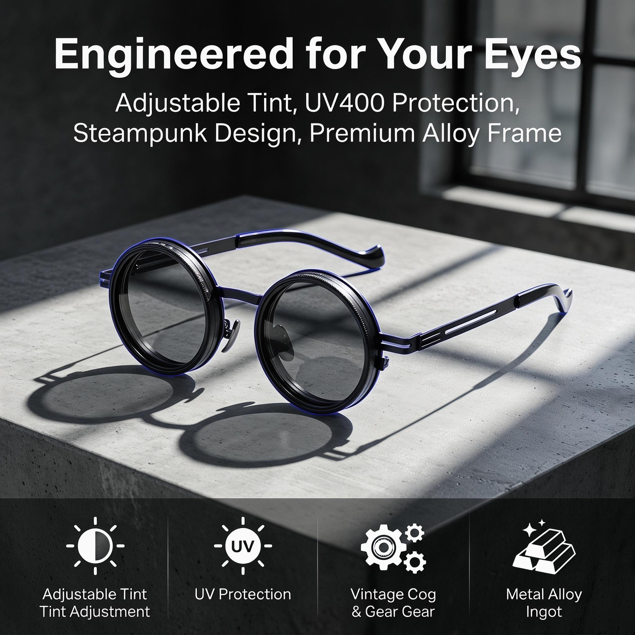 Retro Steampunk Rotating Lens Glasses - Polarized Lenses with UV400 ...