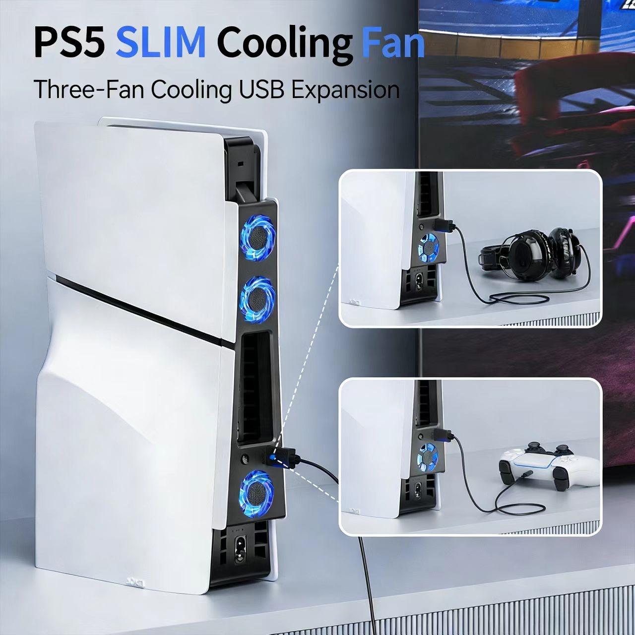Ps5 Slim Cooling Fan with Low Noise Cooling, LED Light, Quiet Noise Reduction, Universal Fit, Perfect Gift for Boyfriend, Girlfriend, Valentine's Day