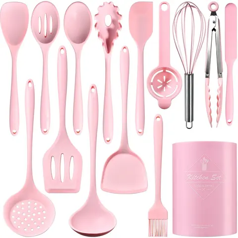 12/15/32 Piece Silicone Cooking Utensil Set, Heat Resistant Up to 446°F, Non-Stick Tools, Dishwasher Safe, Includes Spatula, Tongs, Brush, Kitchen Cooking Accessories, Kitchen Utensils Gadgets, Kitchenware Utensils