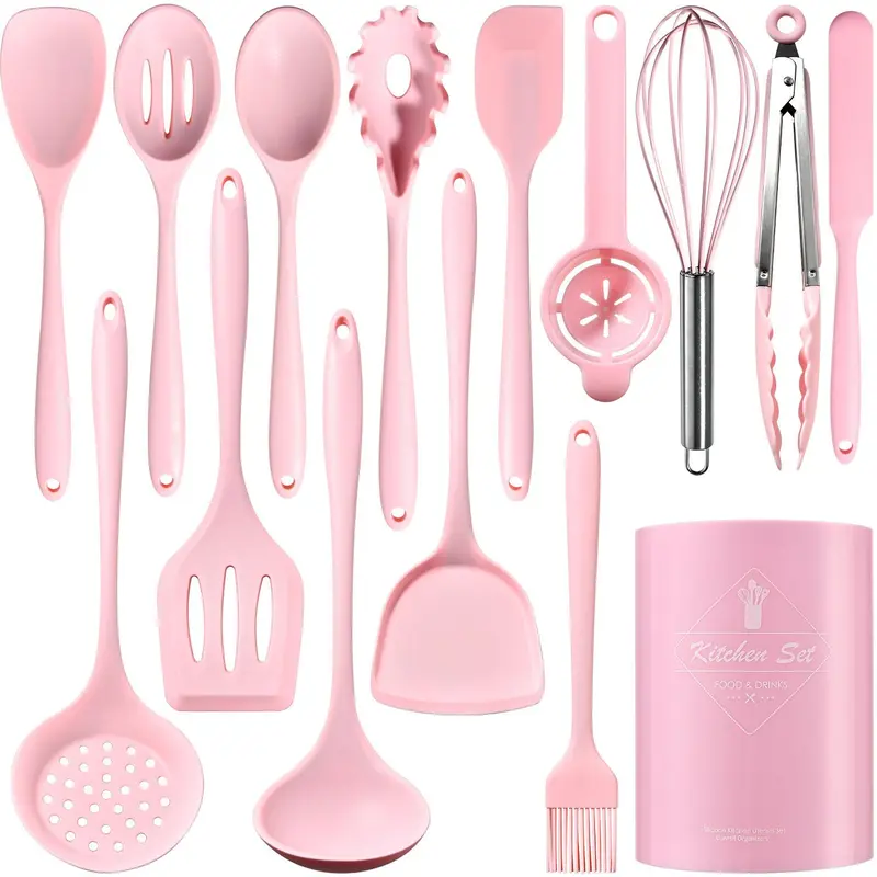 12/15/32 Piece Silicone Cooking Utensil Set, Heat Resistant Up to 446°F, Non-Stick Tools, Dishwasher Safe, Includes Spatula, Tongs, Brush, Kitchen Cooking Accessories, Kitchen Utensils Gadgets, Kitchenware Utensils