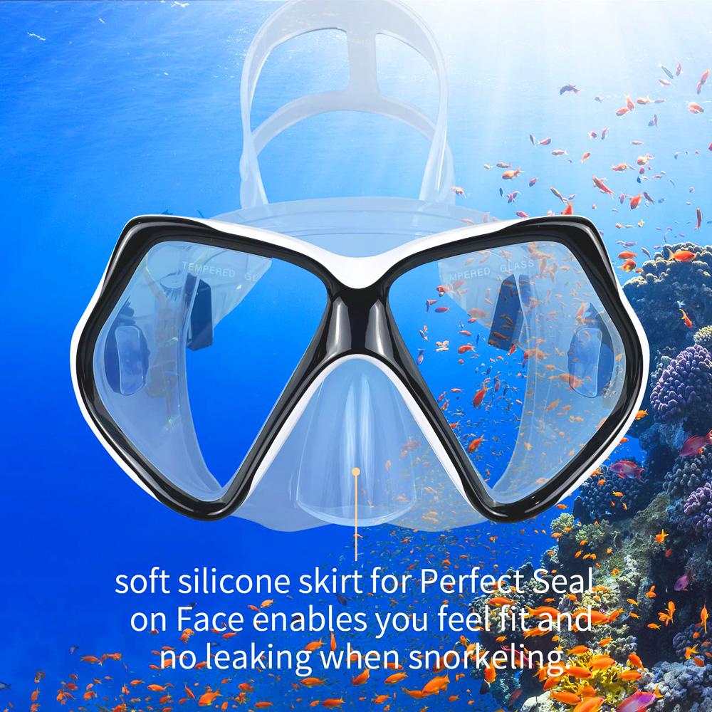 1 Set Adjustable Diving Mask, Professional Diving Goggles, Wide View Tempered Glass Lens Anti-fog Swimming Goggles, Diving Swimming Training Equipment For Adults Teens
