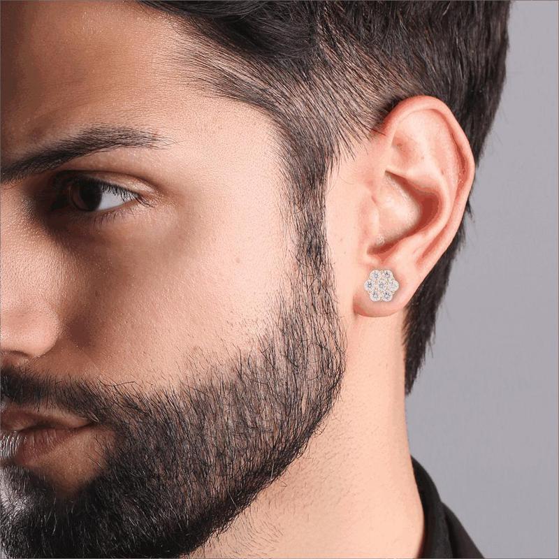 Delzzad S925 D Color VVS Synthetic Moissanite Flower Stud Earrings Mother's Day Gifts Jewelry