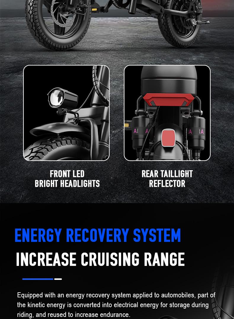 Adult Electric Bicycles Foldable 20mph Commuter Ebike with Detachable Battery Lightweight Folding Ebike 500W 48V 15AH 16 Stage Damping