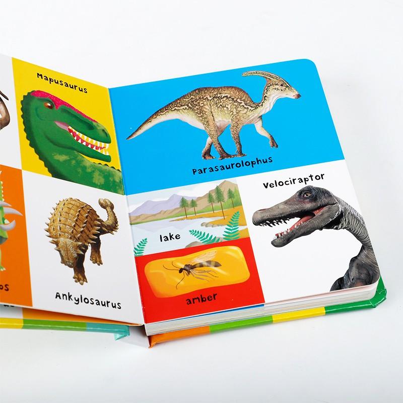 Dinosaur Theme English Word Picture Book First 100 Dinosaurs, Round Corner Board Design, Interactive Learning & Reading Aid, Preschool Learning Book