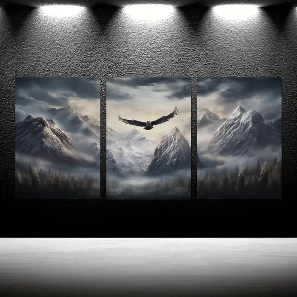 3-Piece Optional Wooden Frame Fantasy Game Theme Dragon Skyrim Background Art Canvas Poster Premium Thick Canvas Micro-spray Flat Surface Moisture-proof Living Room Modular Decor
