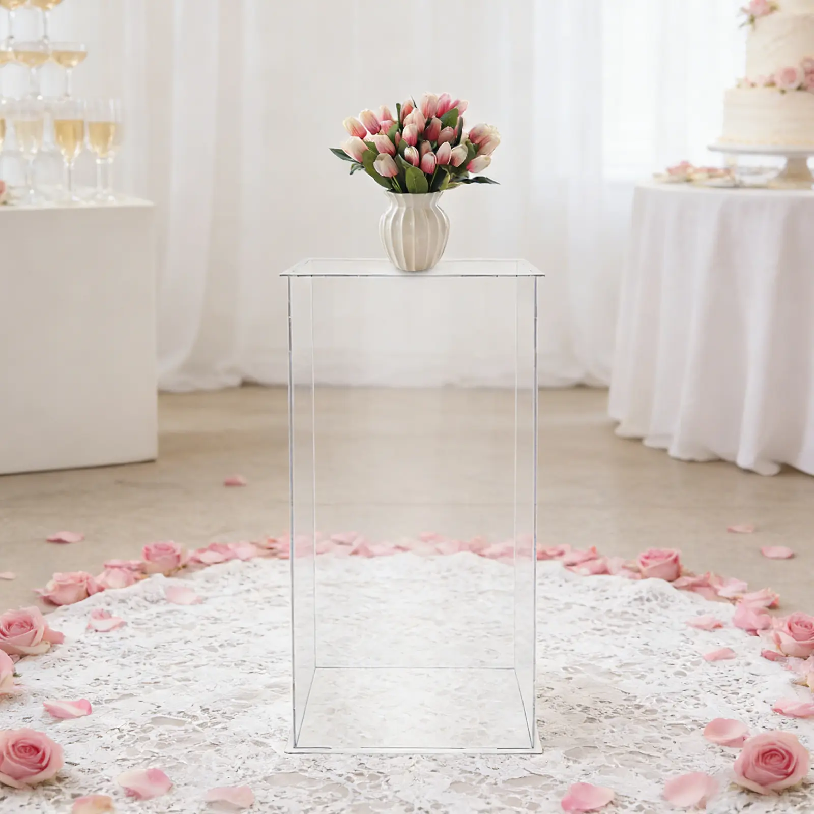 Clear Acrylic Display Stand 60cm for Wedding Party Home Cafe Flower Collection Use
