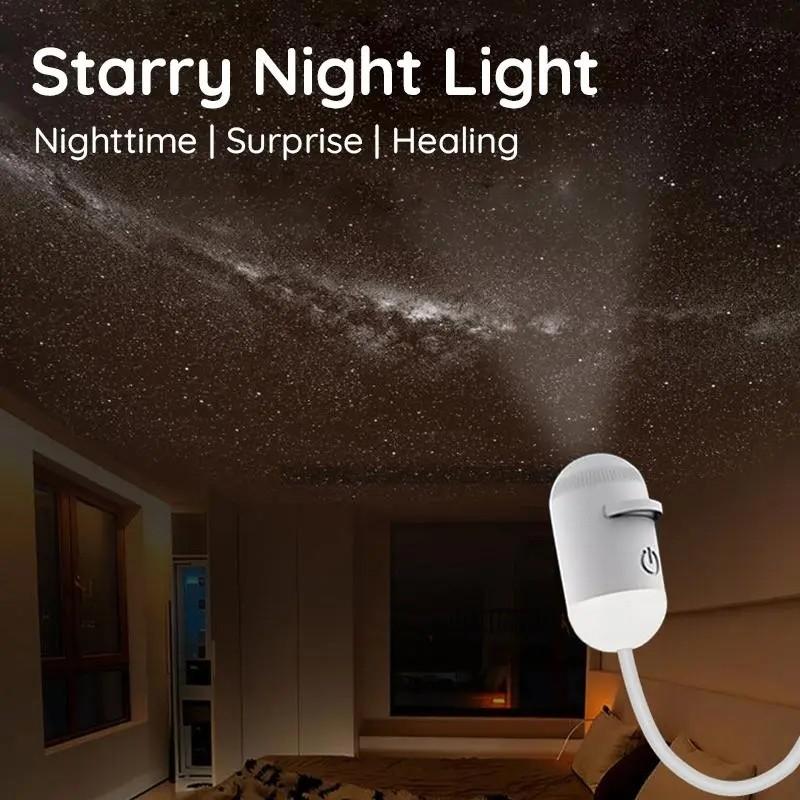 Multifunctional Portable Glaxcy Starry Sky Night Light Projector, with Sliding Projection Films, Adjustable Brightness 360° Rotating Design and USB Power for Car and Bedroom Decoration for Adults and Kids.