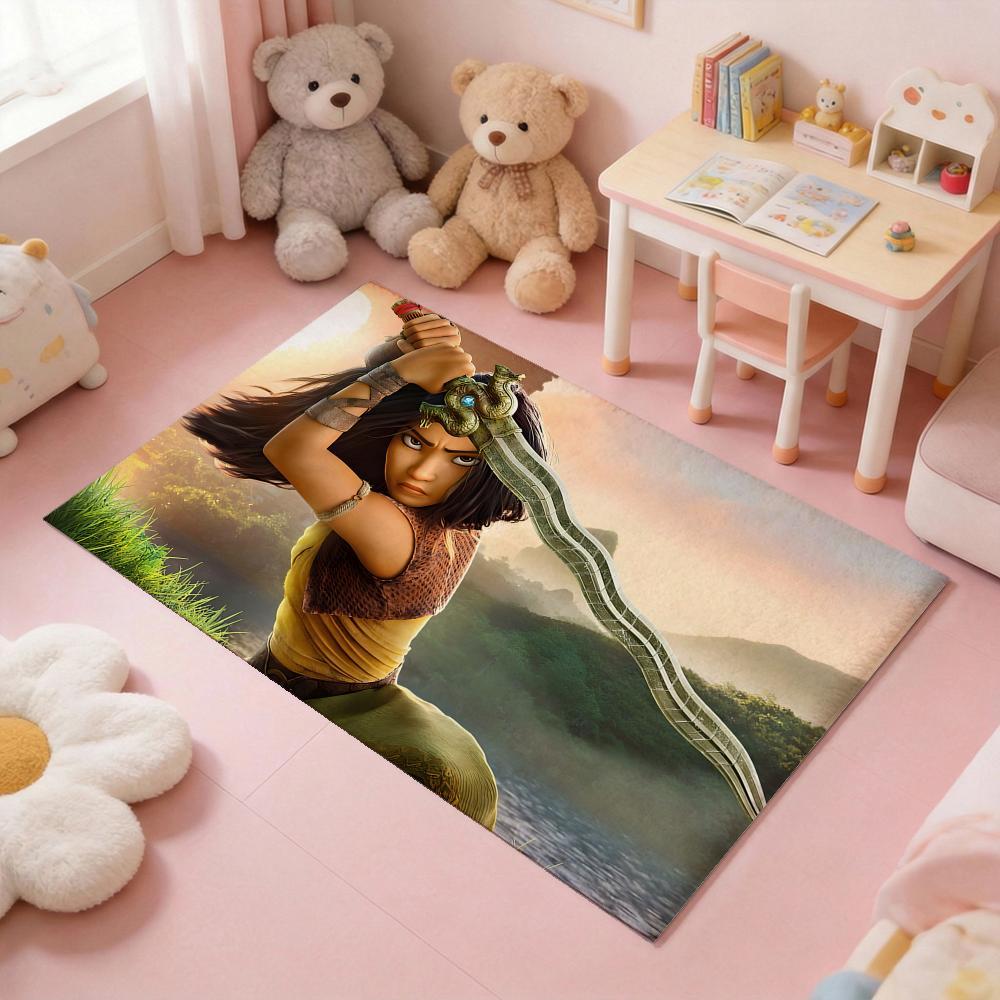 R-RayaandtheLastDragon MOVIE Floor Mat Thickened Soft Flannel Rug – Non-Slip, Absorbent & Wear-Resistant Indoor Mat for Entryway, Living Room & Daily Home Use