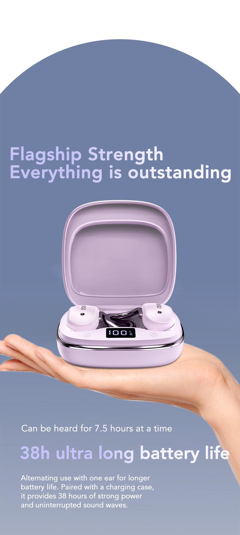 MINISO X68 Open Ear Bluetooth 5.4 Headphones, True Wireless Over Ear Headsets, 38Hrs Long Battery Playtime for Music Work Earphones Audio Electronic