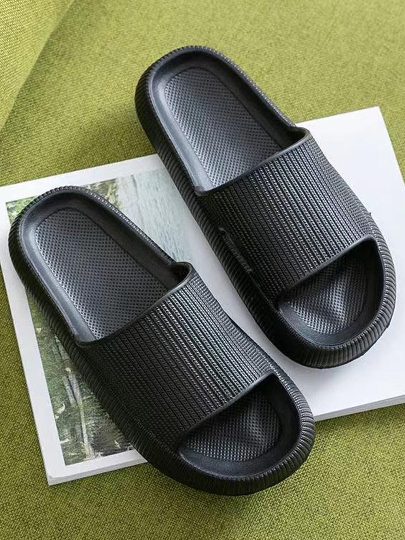 Unisex Striped Slippers, Summer New Minimalist Classic Home Slippers, Casual Daily Wear, Thick Sole Breathable Soft Comfort
