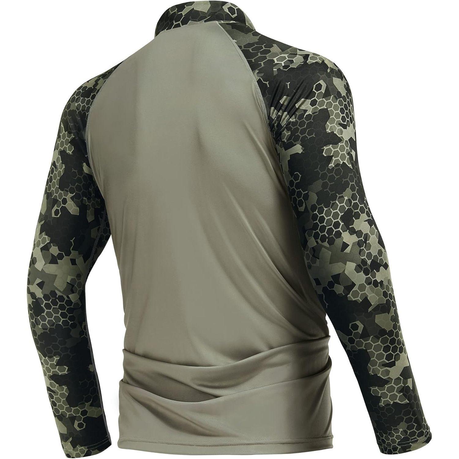【RODEEL】913 Quarter Zip Long Sleeve Shirts Men UPF 50+ Sun UV Protection Lightweight Quick Dry Moisture Wicking Breathable Cooling Athletic Activewear for Outdoor Sports Gym Workout Hiking Camping Running Fishing Hunting Boating Menswear, Holiday Gift