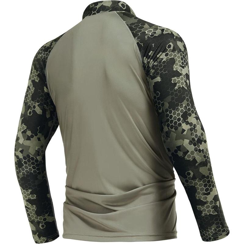 【RODEEL】913 Quarter Zip Long Sleeve Shirts Men UPF 50+ Sun UV Protection Lightweight Quick Dry Moisture Wicking Breathable Cooling Athletic Activewear for Outdoor Sports Gym Workout Hiking Camping Running Fishing Hunting Boating Menswear, Holiday Gift