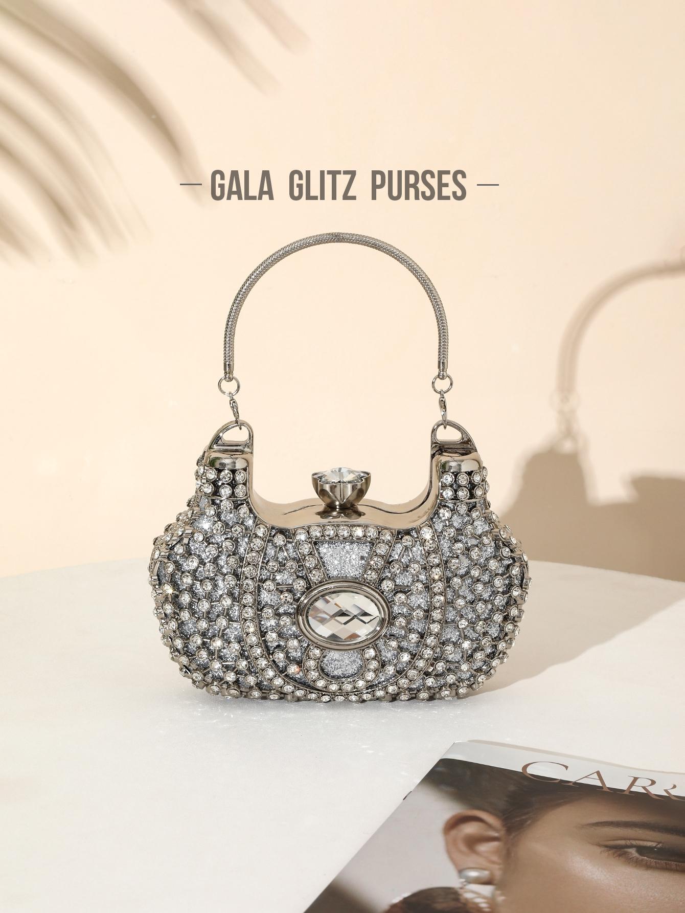 Elegant Crystal Diamond Evening Bag, Handmade Luxury Clutch, Perfect for Weddings & Parties, Fits 6.5-Inch Phone, Versatile Crossbody Design