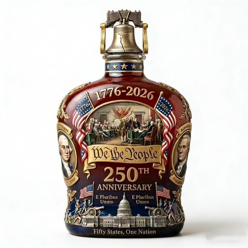 1 Set 250th Anniversary Whiskey Bottle,250 Anniversary Whiskey Bottle,250th Anniversary Decanter, Whiskey Bottle, We The People America 250 Anniversary Heritage Reserve Whiskey Glass Bottles, Old Fashioned Classic Father's Day for Liquor or Wine