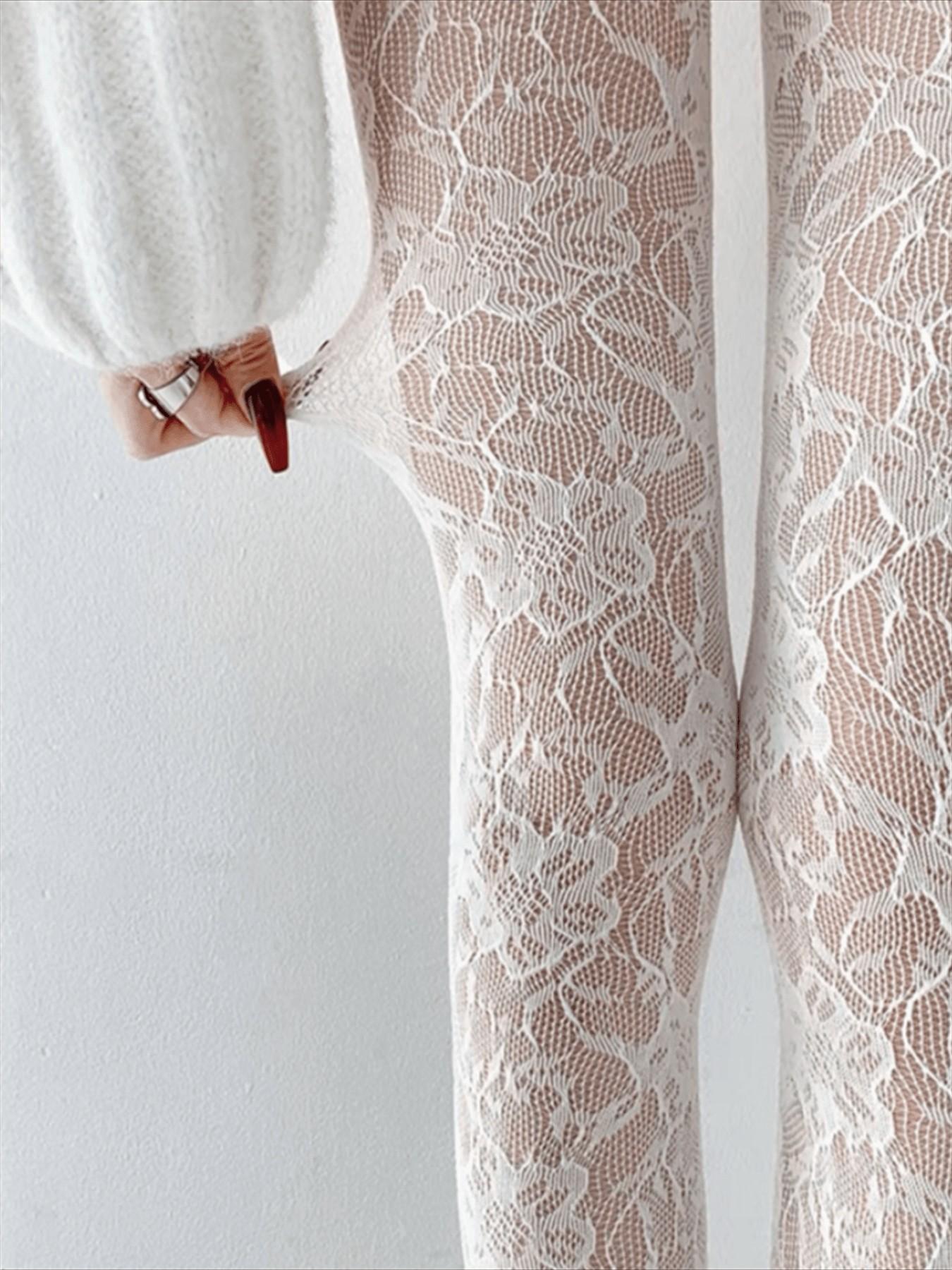 Vintage Black Floral Lace Tights✨ Add elegant vibe to your skirt fits! Perfect for date nights, parties & daily chic