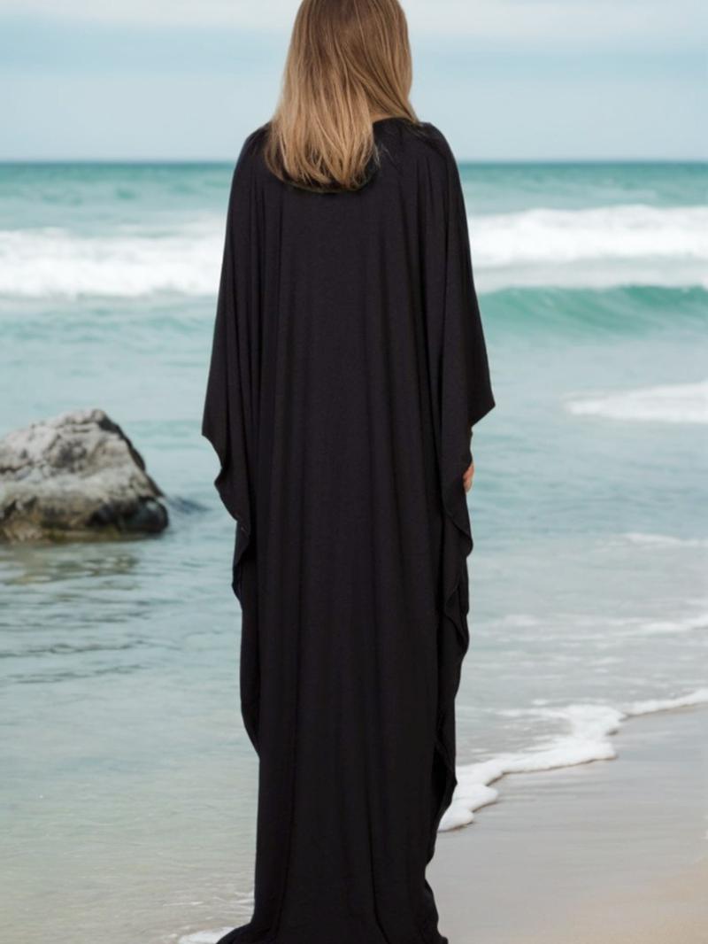 Women's Kaftan Dresses, Plus Size Bathing Suit Cover Up, V-Neck Batwing Design, Loose Fit Moroccan Style Mumu Dress, Batwing Sleeve Kaftan
