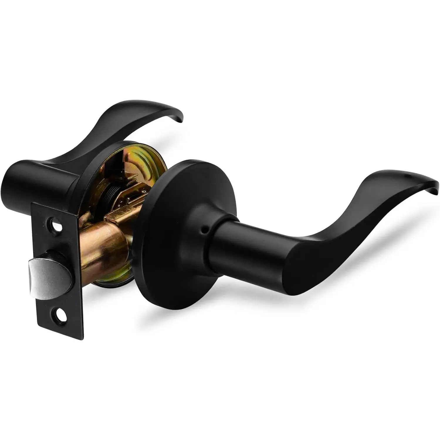 Passage Lever Door Handle [Non-Locking Lever Set] for Hallway Doors or Closets with a Iron Black Finish, Reversible for Right & Left Side, Classic Series